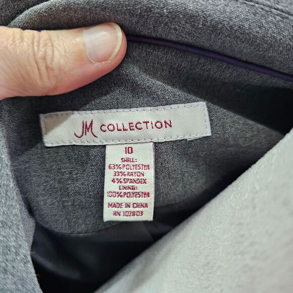 JM Collection Charcoal Gray One Button Blazer Jacket Size 10 - Picture 7 of 11